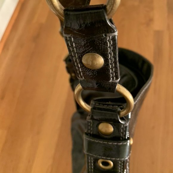 Coach Zoe Patent Leather Hobo Shoulder Bag--Black - Picture 4 of 16